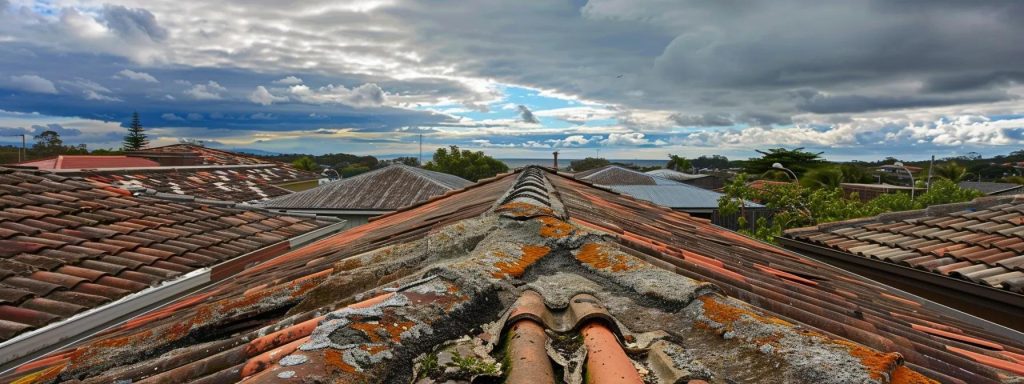 Image of a damaged roof in Byron Bay highlighting common roofing challenges.