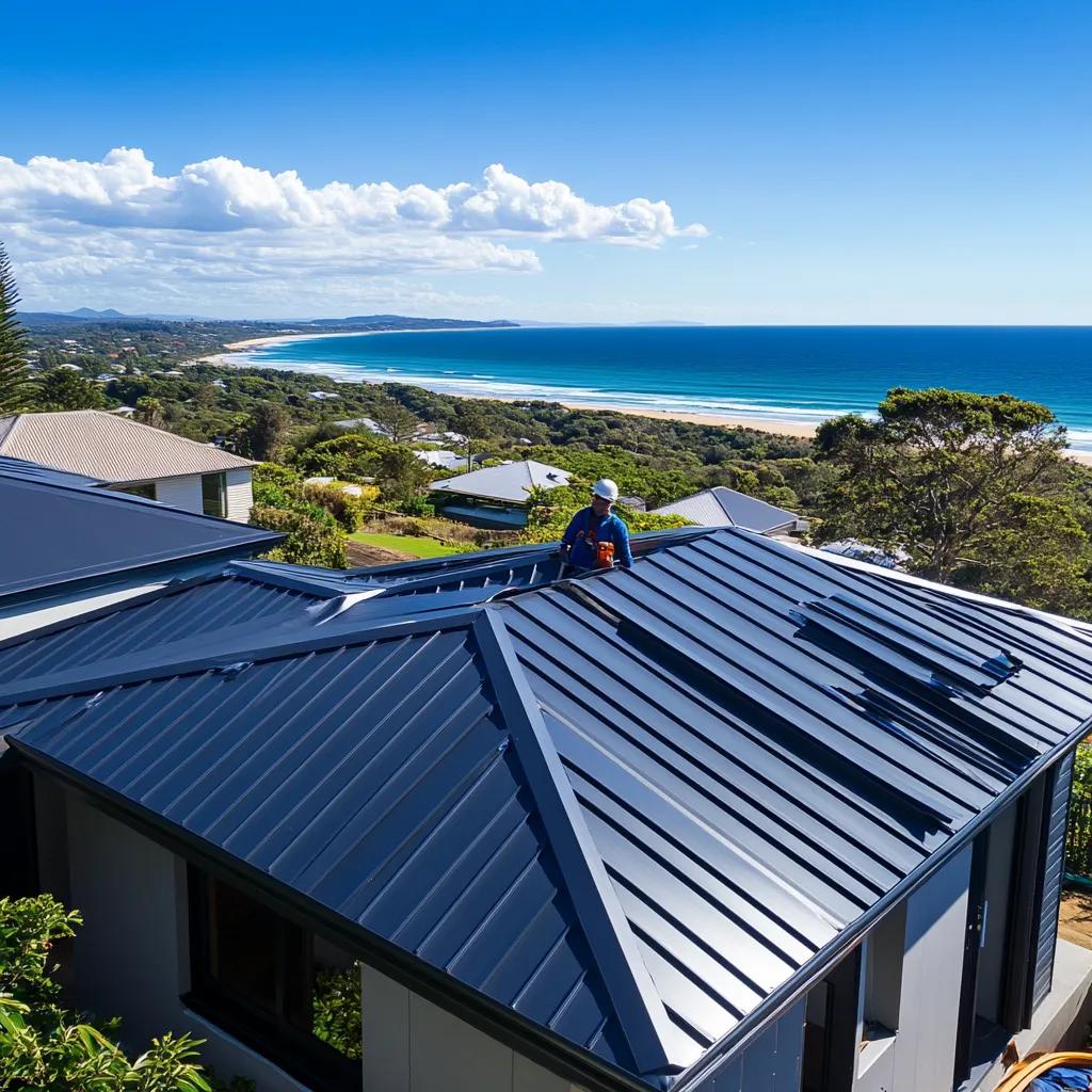 Expert roofing installation service in Byron Bay, showcasing quality materials and craftsmanship.