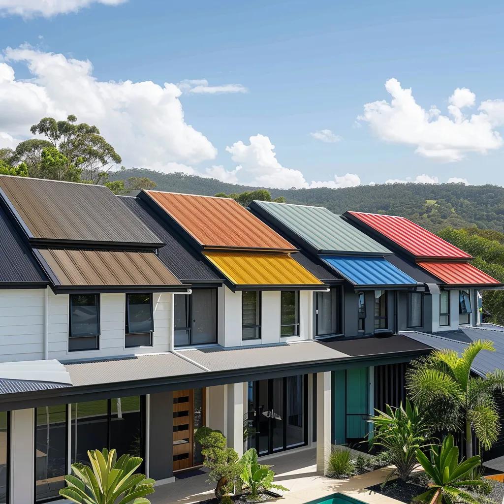 Display of Colourbond roofing color samples, showcasing aesthetic options for Lismore homes