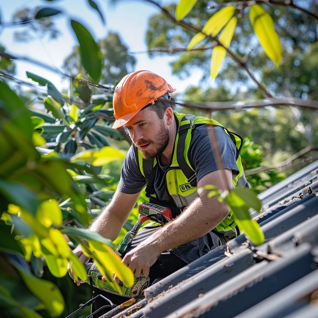 Professional roofer inspecting a residential roof in Lismore, showcasing expertise in roof plumbing