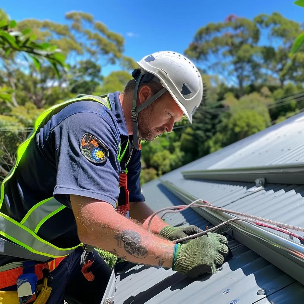Professional roofer inspecting a residential roof in Mullumbimby, highlighting roofing repair services