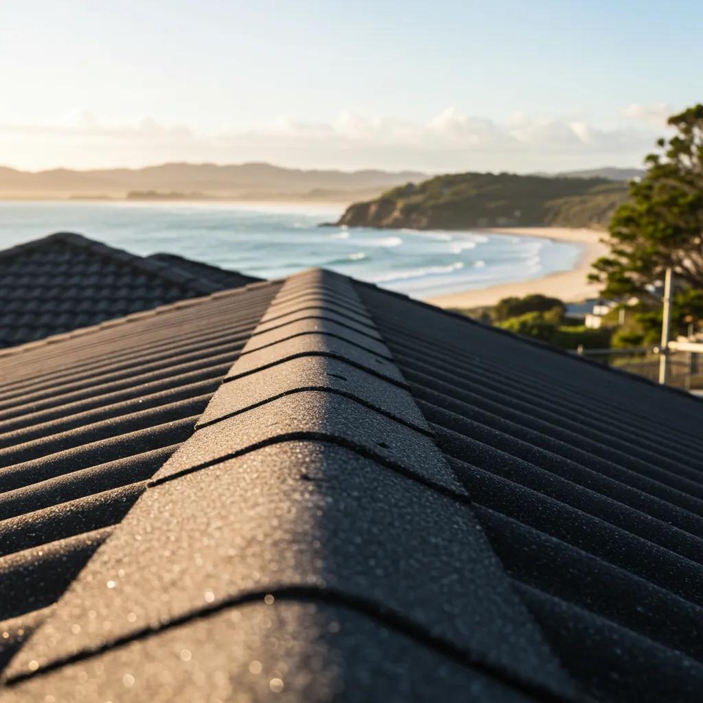 Close-up of a well-maintained roof in Byron Bay, illustrating the benefits of professional roof repairs