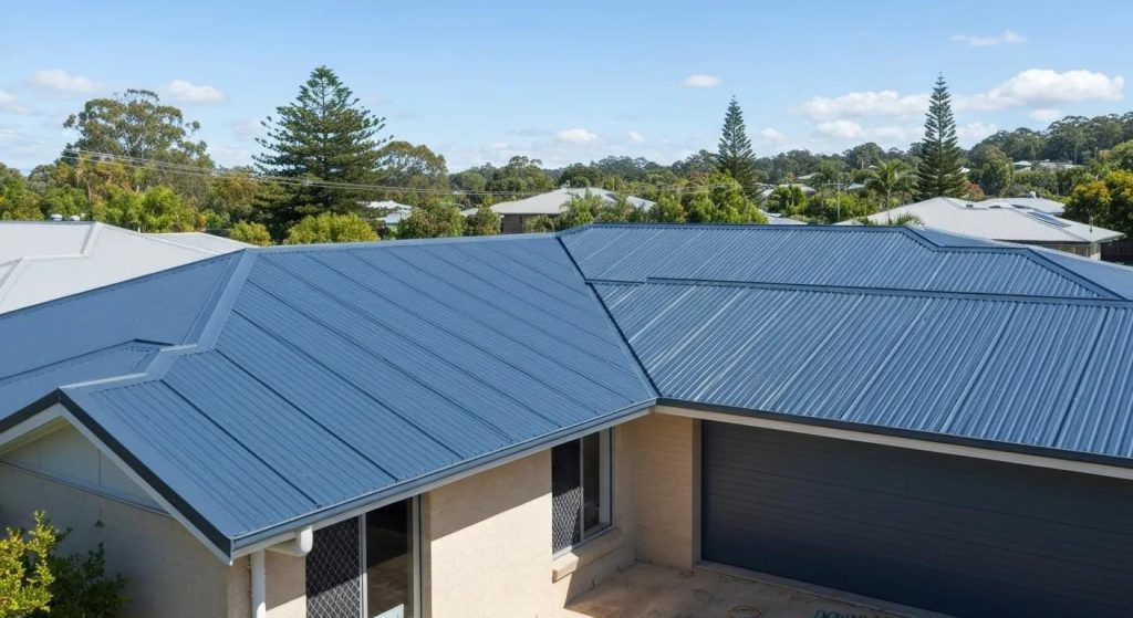 Colorbond roofing installation on a modern home in Lismore, showcasing durability and aesthetic appeal