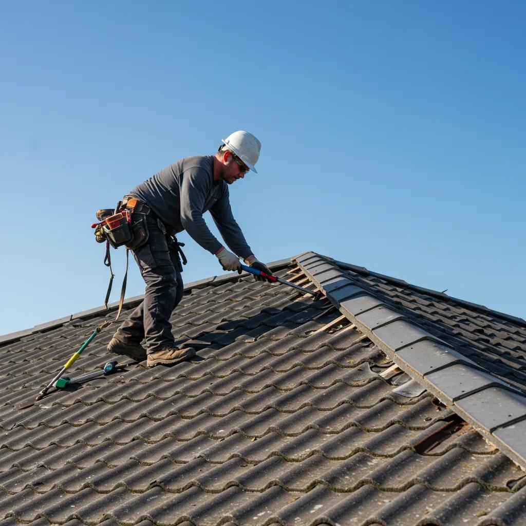 Expert roofer inspecting a home's roof in Byron Bay, showcasing quality roof repair services