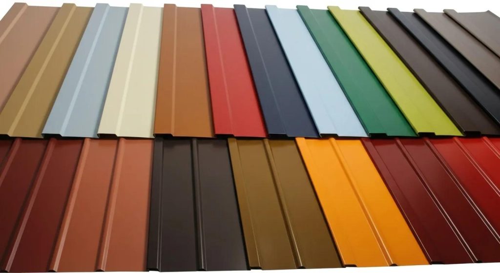 Variety of Colorbond steel samples showcasing color options and finishes for roofing