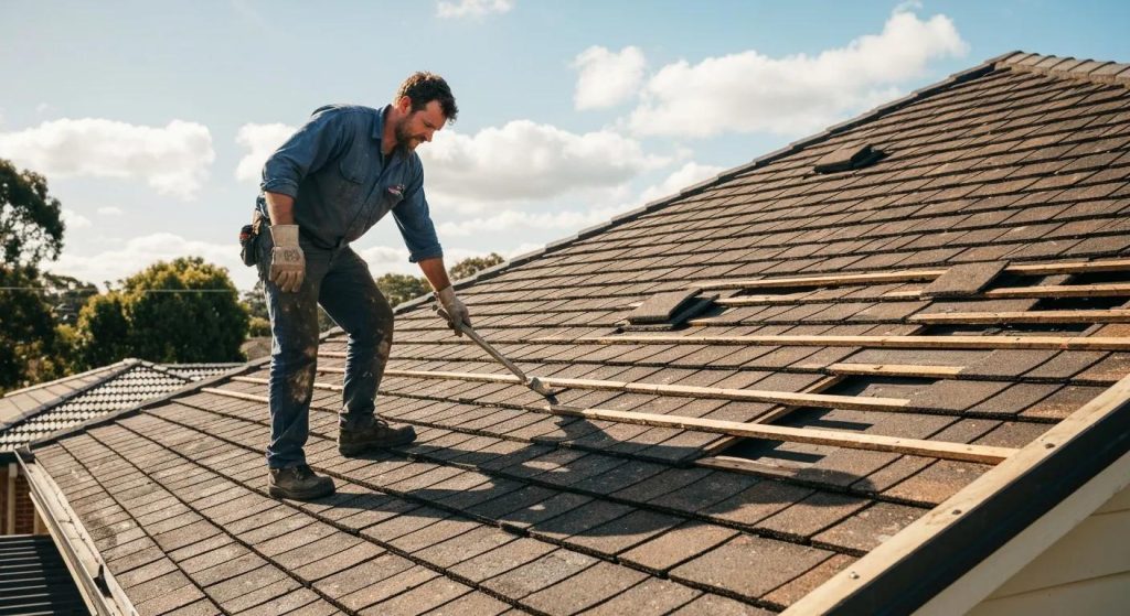 Professional roofer inspecting a residential roof in Alstonville, showcasing expertise in roofing services