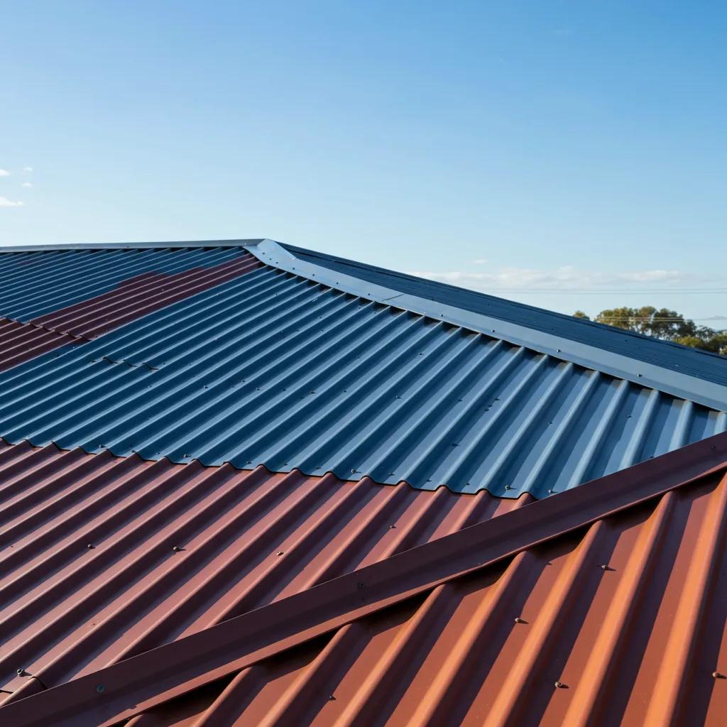 Close-up of Colorbond metal roofing panels on a modern home, showcasing durability and aesthetic appeal