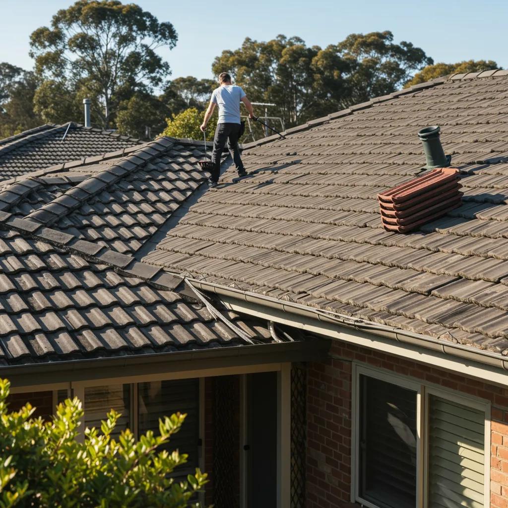 Homeowner performing routine roof maintenance in Alstonville, highlighting the importance of preventive care for roofs