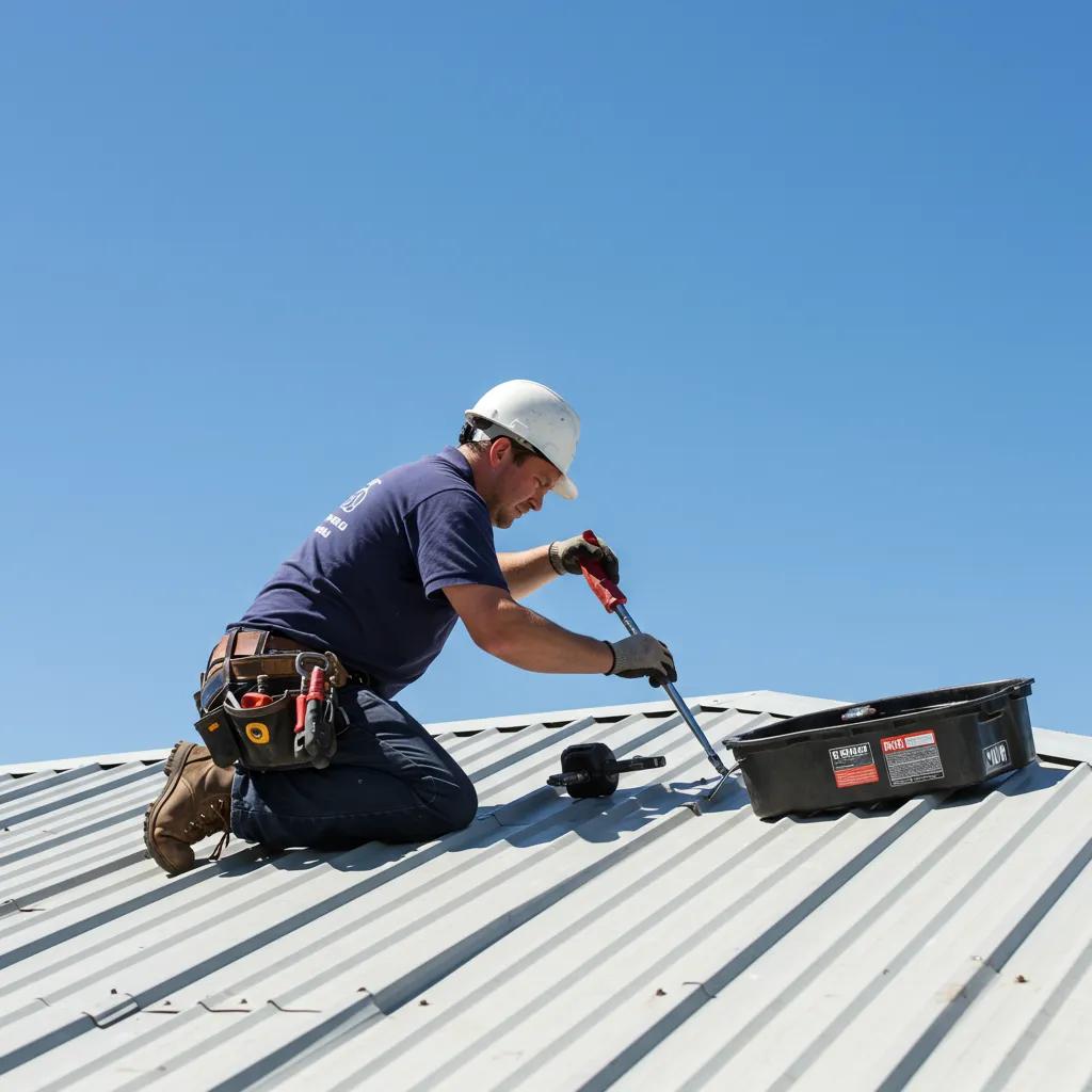 Professional roof plumber inspecting a metal roof in Casino, highlighting reliable plumbing solutions