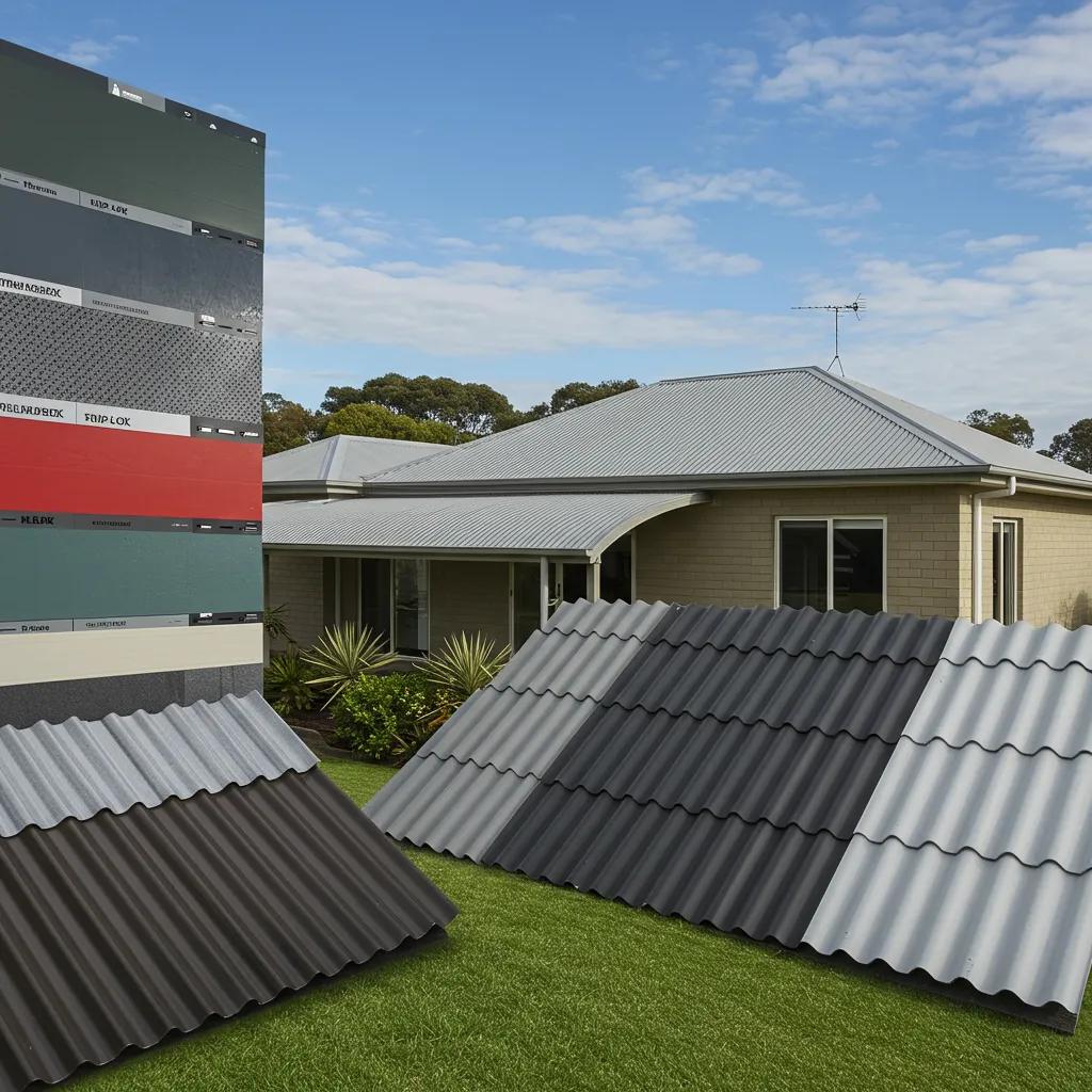 Variety of Colourbond roofing colors and styles displayed with a Mullumbimby home in the background