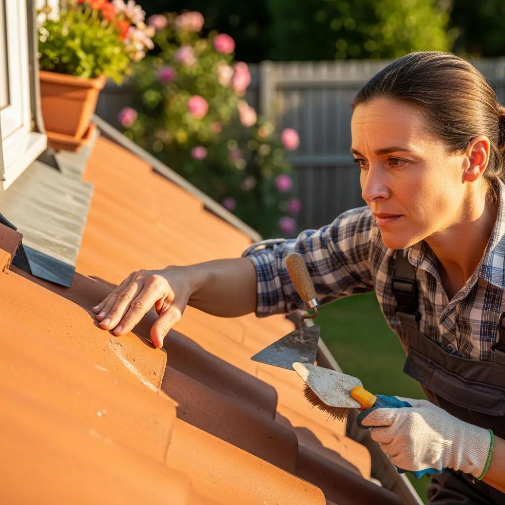 A homeowner checking tile roofing for maintenance — practical care and upkeep