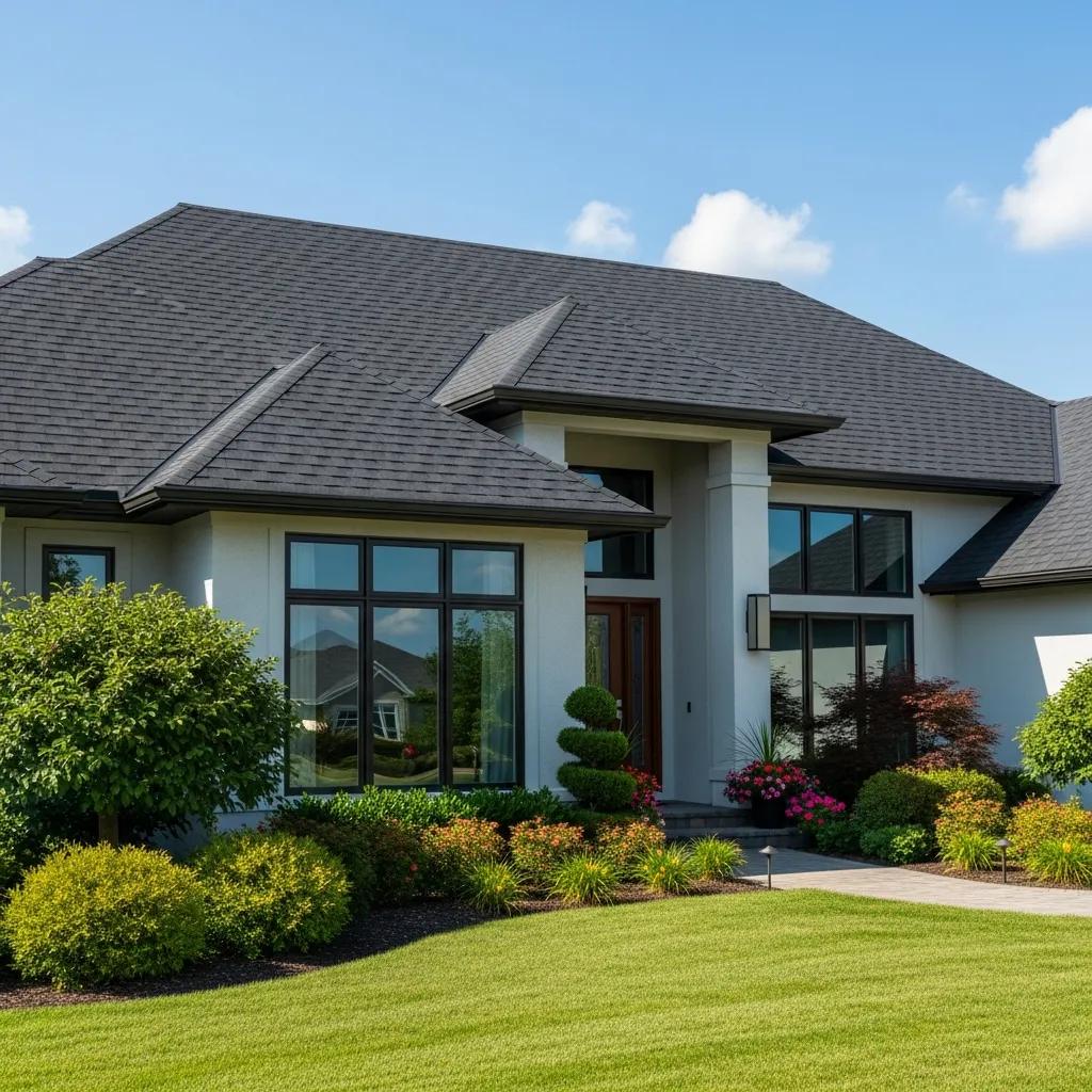 Modern home with a newly replaced roof highlighting aesthetic appeal and quality materials
