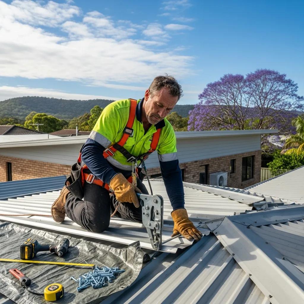 Roofer performing repairs on a metal roof in Alstonville — professional, reliable service