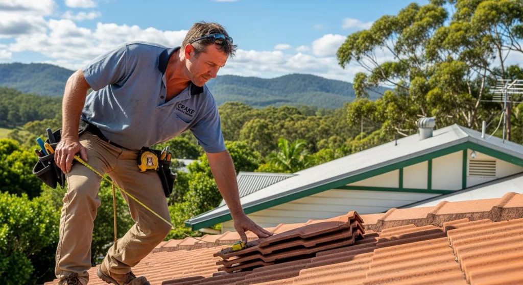Nathan Crake inspecting a residential roof in Kyogle