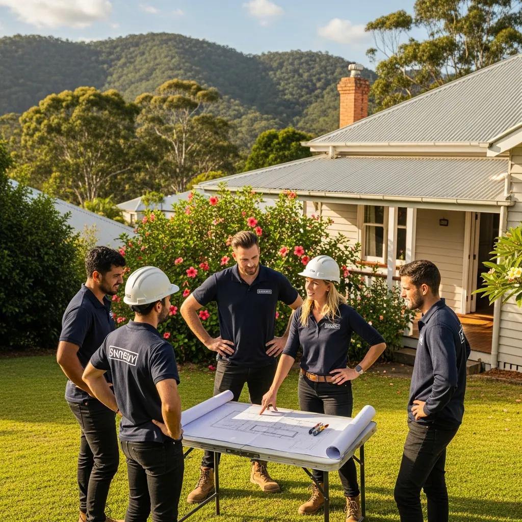 Local roofing team collaborating on-site in Mullumbimby, emphasizing community and expertise