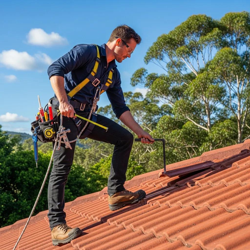 Professional roofer inspecting a residential roof in Mullumbimby, highlighting expertise in roof replacement