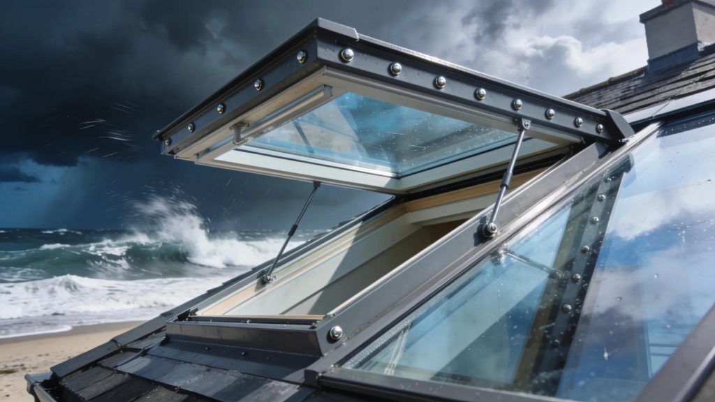 Storm-proof skylight showcasing impact-resistant features to withstand coastal storms
