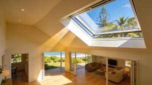 Ballina home with skylight emphasizing sunshine and inviting interior